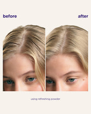 Hair before and after using Maria Nila Refreshing Powder